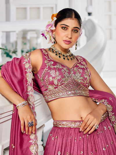 Chiffon Sequinse embroidery Semi-Stitched Lehenga choli & Dupatta