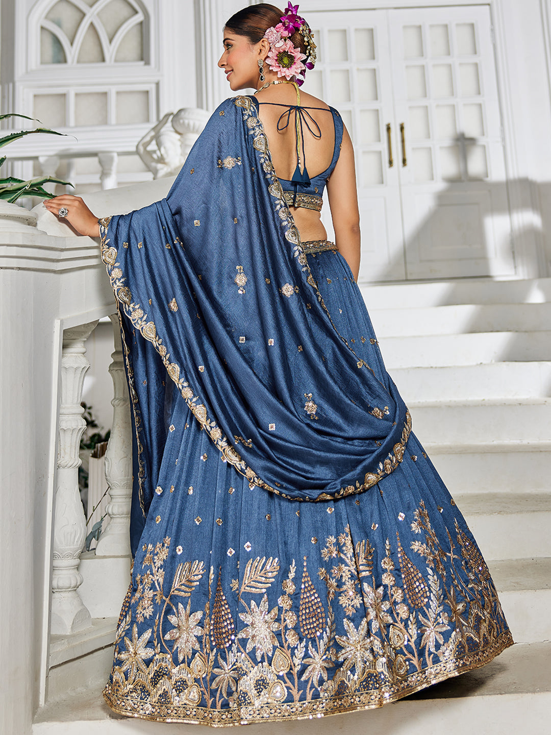 Chiffon Sequinse embroidery Semi-Stitched Lehenga choli & Dupatta