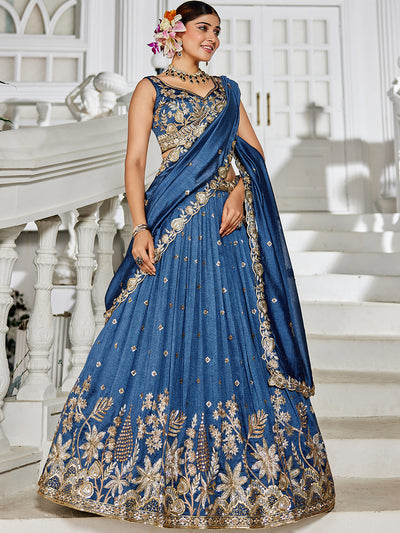 Chiffon Sequinse embroidery Semi-Stitched Lehenga choli & Dupatta