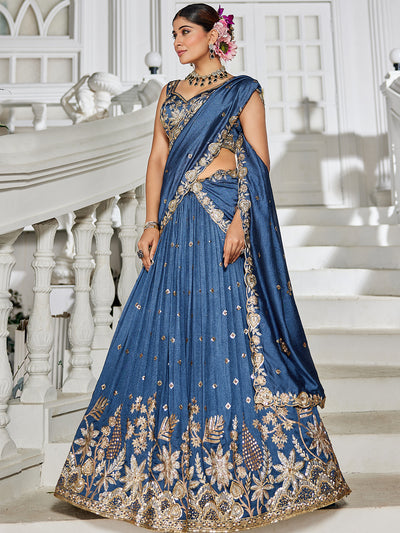 Chiffon Sequinse embroidery Semi-Stitched Lehenga choli & Dupatta