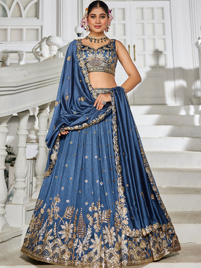 Chiffon Sequinse embroidery Semi-Stitched Lehenga choli & Dupatta