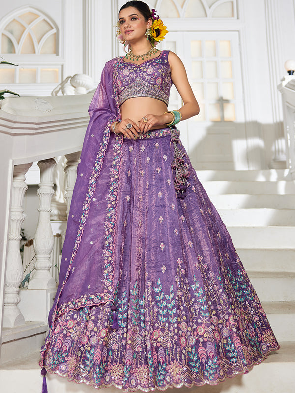 Tissue Sequinse embroidery Semi-Stitched Lehenga choli & Dupatta - houseofpanchhi