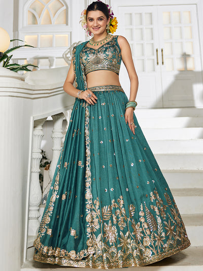 Chiffon Sequinse embroidery Semi-Stitched Lehenga choli & Dupatta