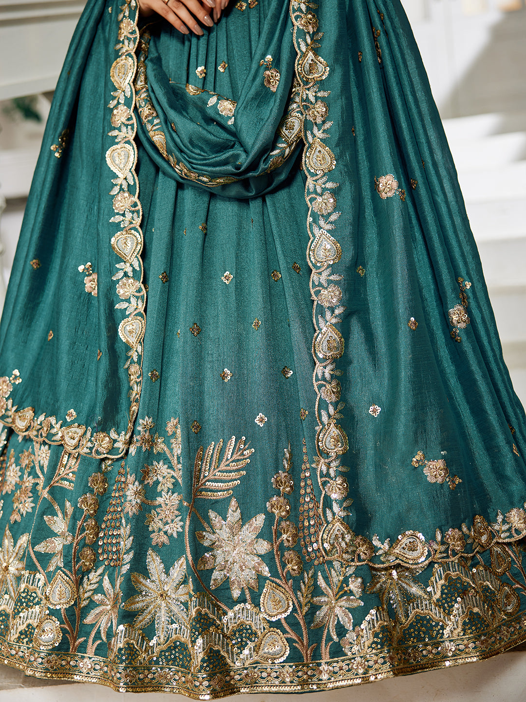 Chiffon Sequinse embroidery Semi-Stitched Lehenga choli & Dupatta