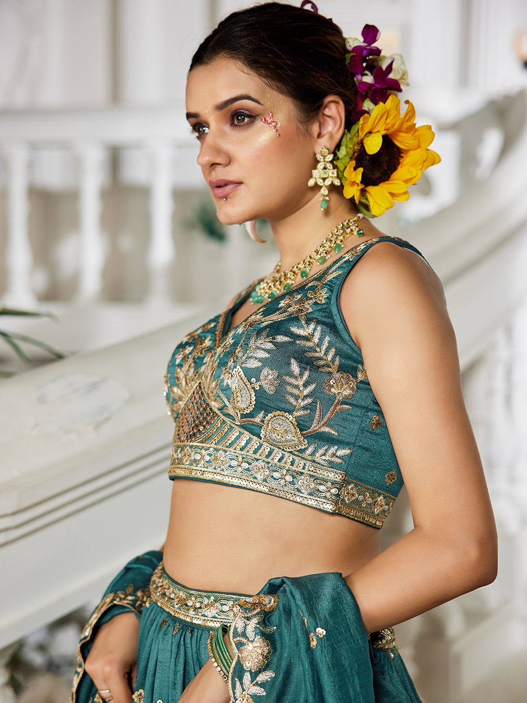 Chiffon Sequinse embroidery Semi-Stitched Lehenga choli & Dupatta