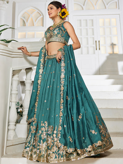 Chiffon Sequinse embroidery Semi-Stitched Lehenga choli & Dupatta