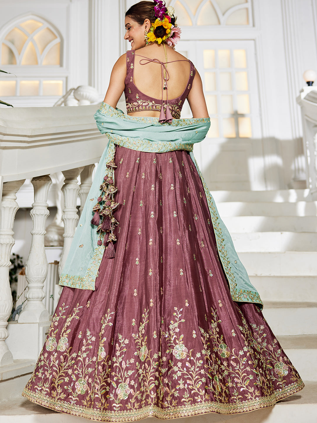Chiffon Sequinse embroidery Semi-Stitched Lehenga choli & Dupatta