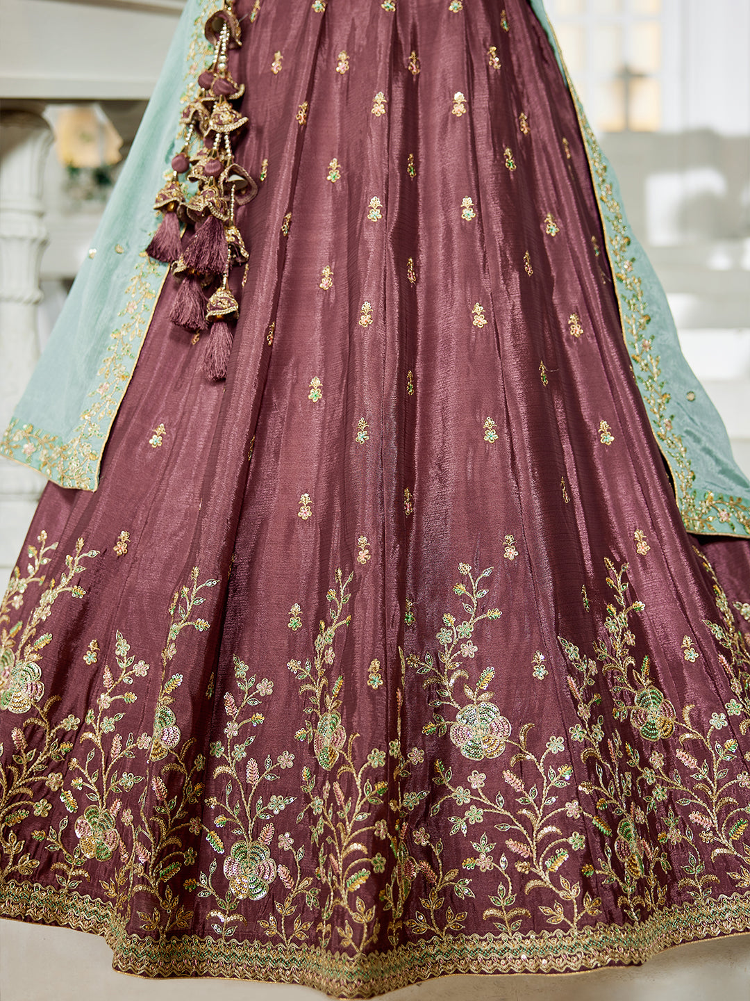 Chiffon Sequinse embroidery Semi-Stitched Lehenga choli & Dupatta