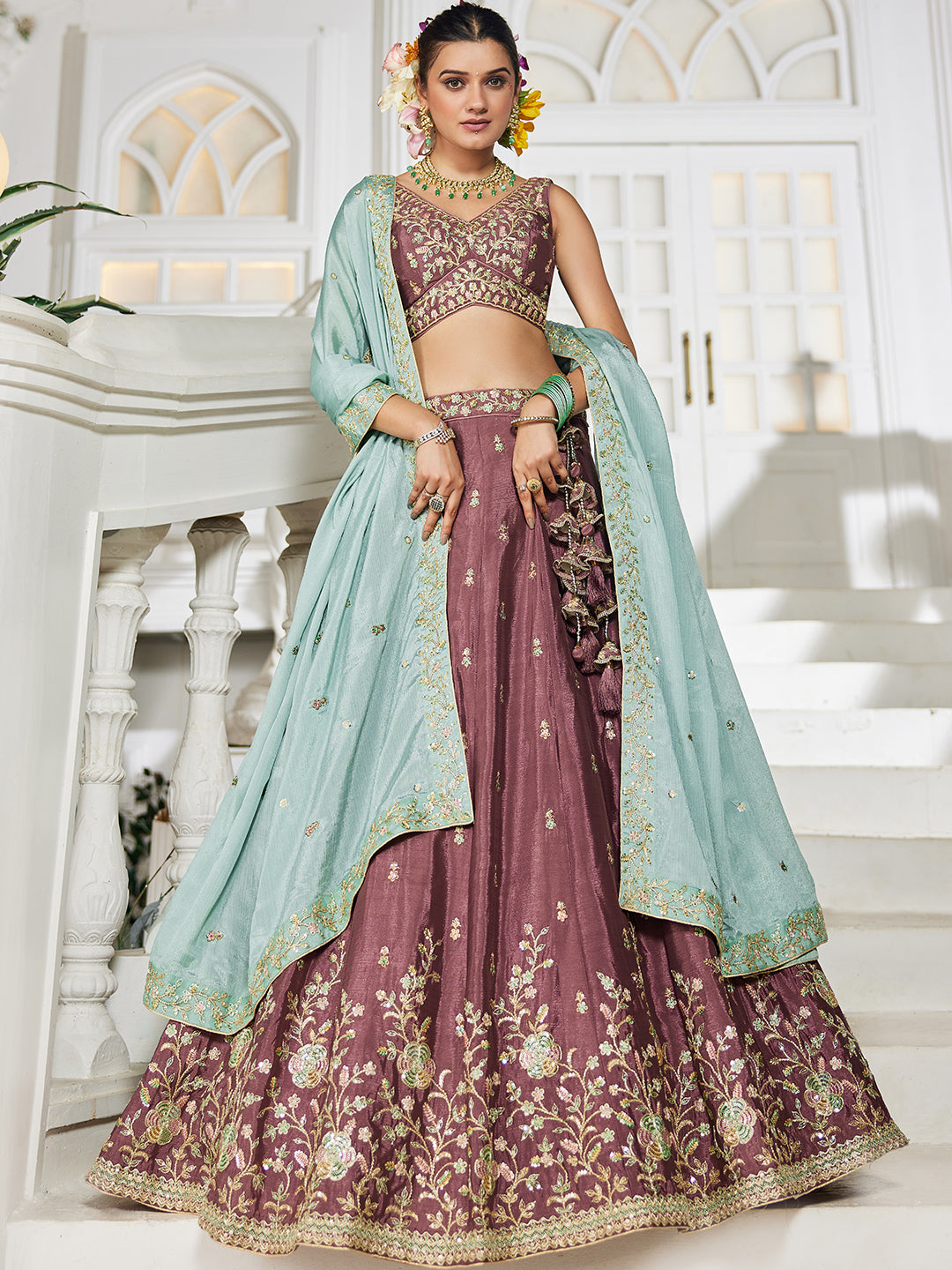 Chiffon Sequinse embroidery Semi-Stitched Lehenga choli & Dupatta