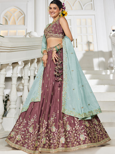 Chiffon Sequinse embroidery Semi-Stitched Lehenga choli & Dupatta