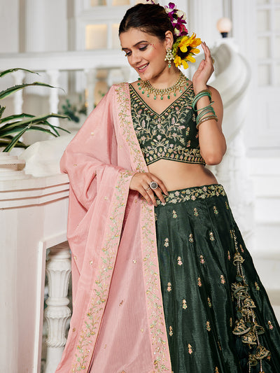Chiffon Sequinse embroidery Semi-Stitched Lehenga choli & Dupatta