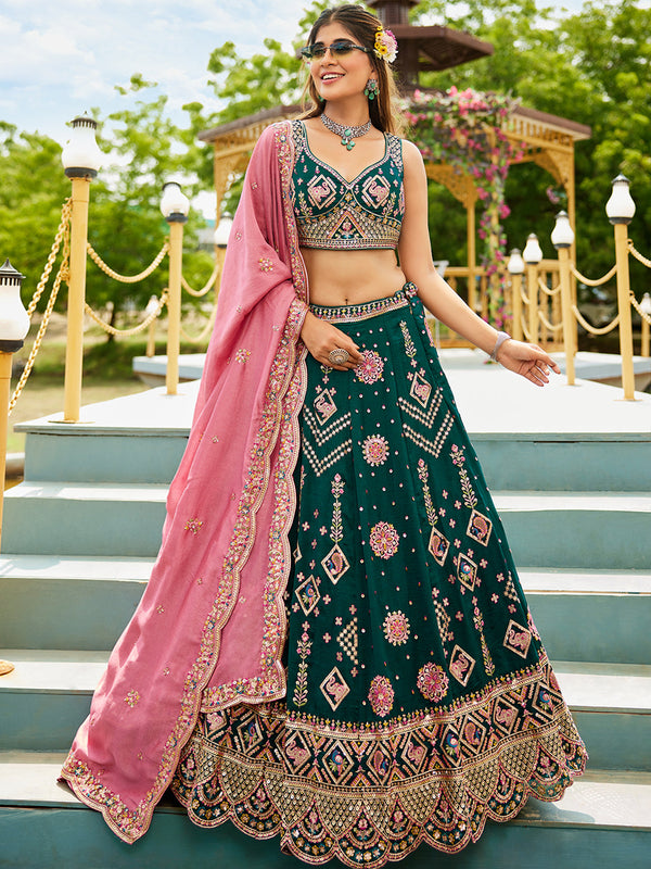 Georgette Sequinse embroidery Semi-Stitched Lehenga choli & Dupatta