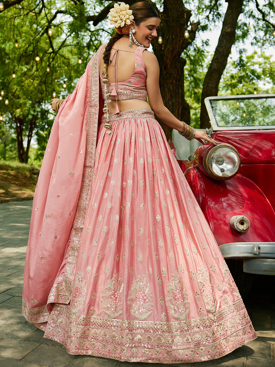Chiffon Sequinse embroidery Semi-Stitched Lehenga choli & Dupatta