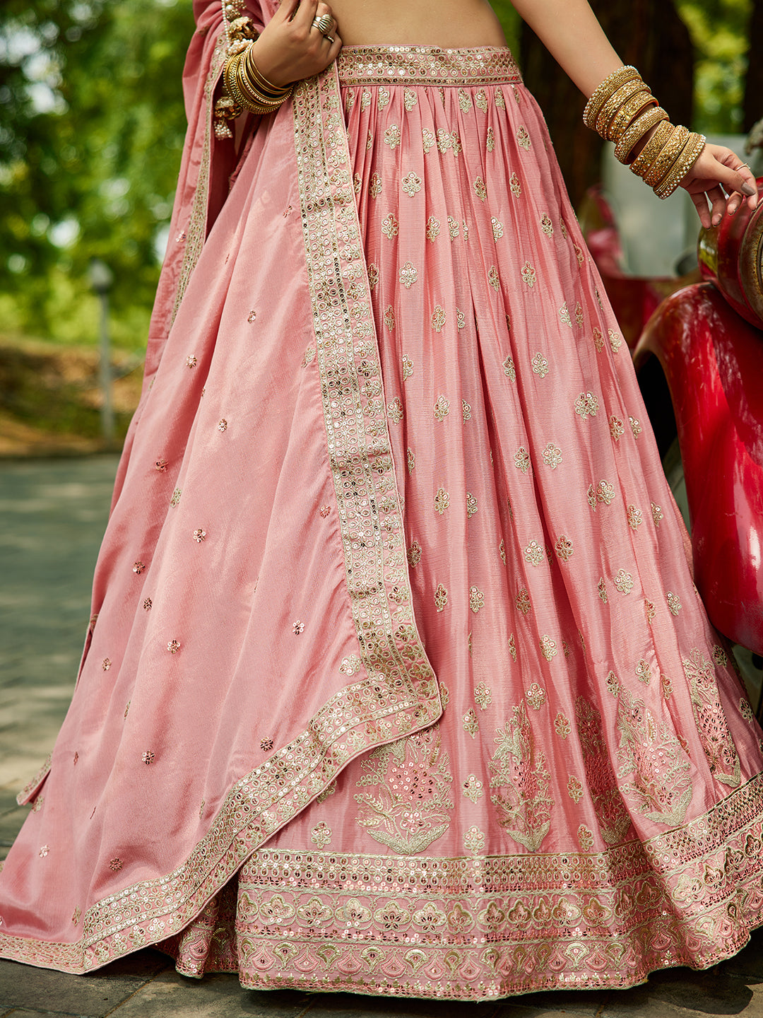 Chiffon Sequinse embroidery Semi-Stitched Lehenga choli & Dupatta