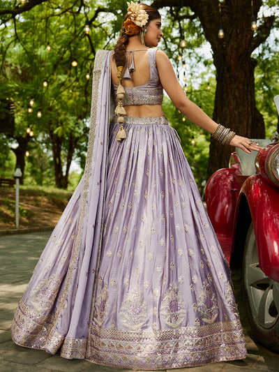 Chiffon Sequinse embroidery Semi-Stitched Lehenga choli & Dupatta
