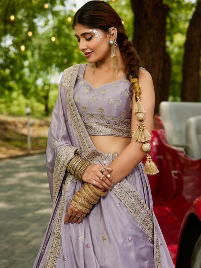 Chiffon Sequinse embroidery Semi-Stitched Lehenga choli & Dupatta