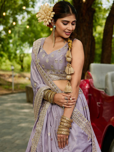 Chiffon Sequinse embroidery Semi-Stitched Lehenga choli & Dupatta