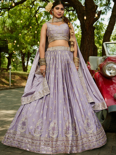 Chiffon Sequinse embroidery Semi-Stitched Lehenga choli & Dupatta