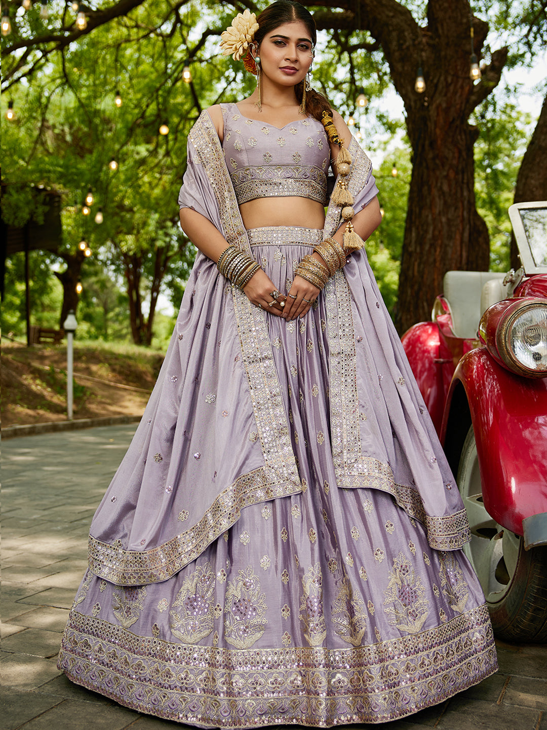 Chiffon Sequinse embroidery Semi-Stitched Lehenga choli & Dupatta