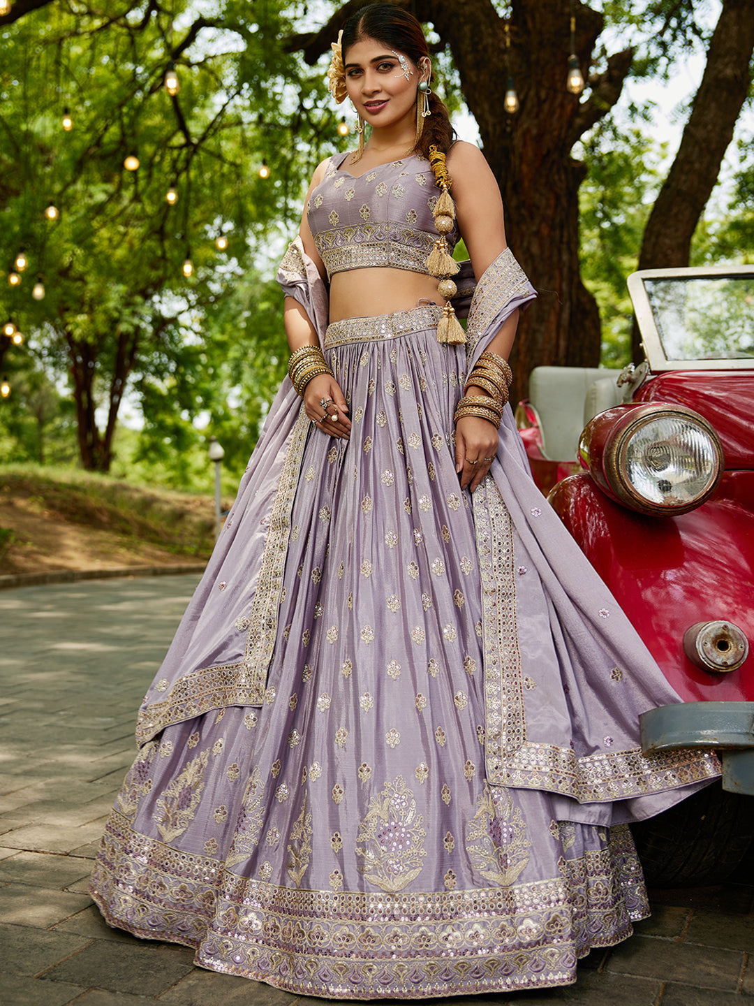 Chiffon Sequinse embroidery Semi-Stitched Lehenga choli & Dupatta