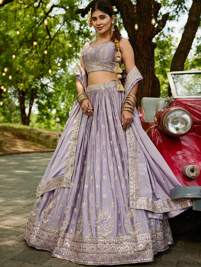 Chiffon Sequinse embroidery Semi-Stitched Lehenga choli & Dupatta