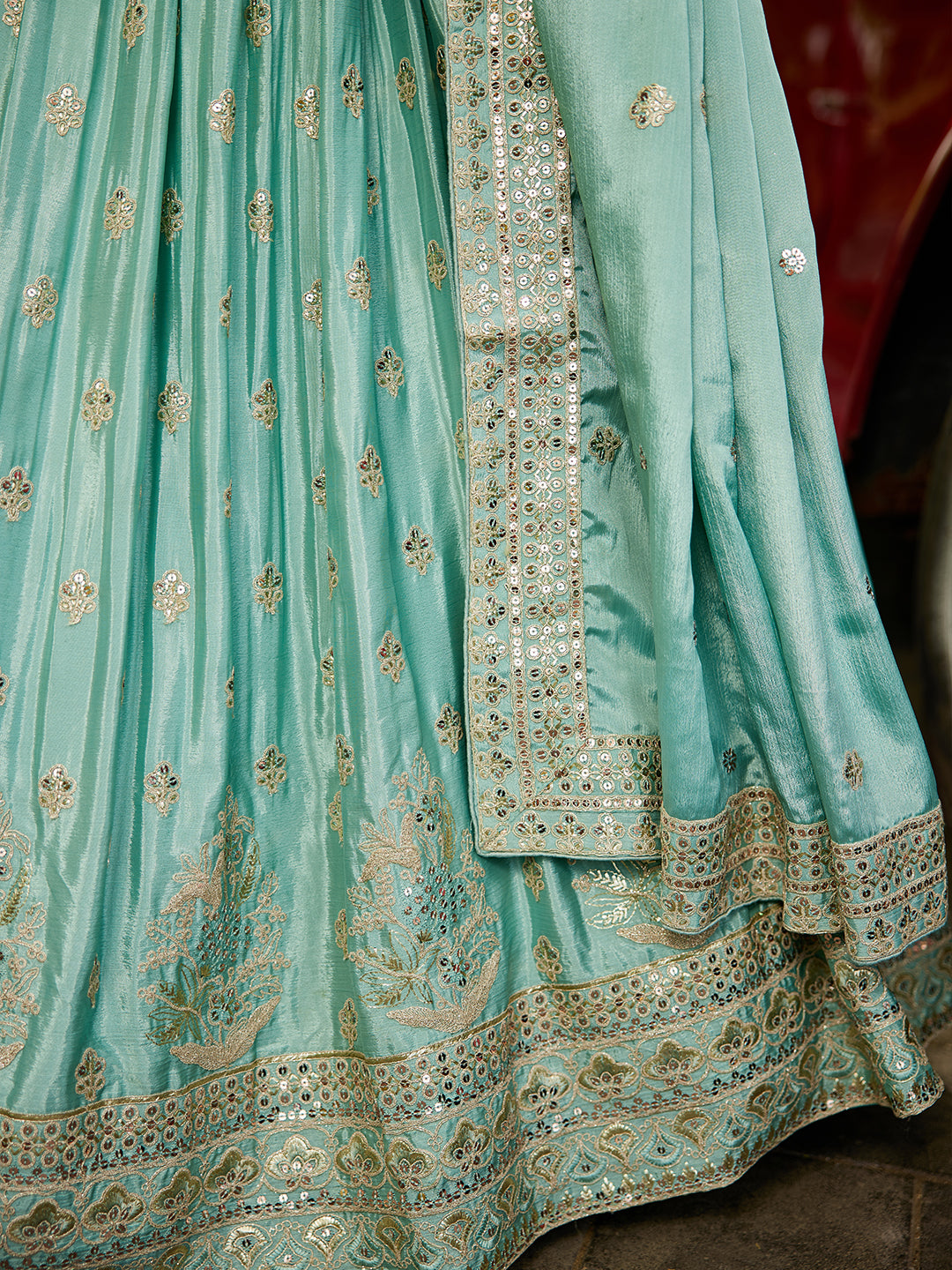 Chiffon Sequinse embroidery Semi-Stitched Lehenga choli & Dupatta