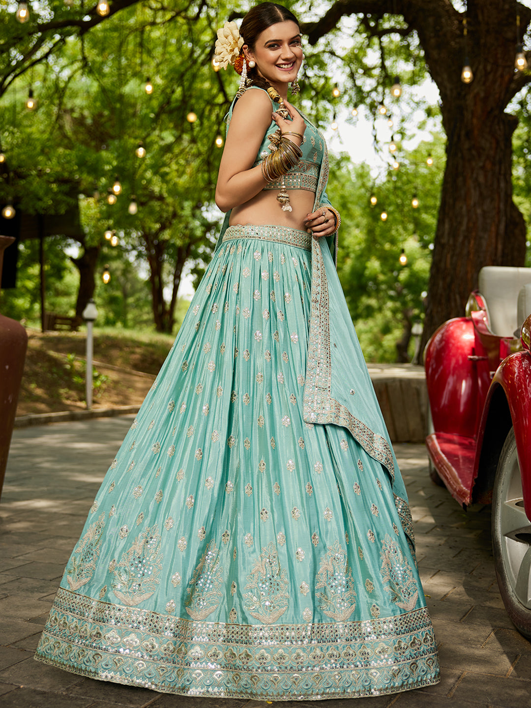 Chiffon Sequinse embroidery Semi-Stitched Lehenga choli & Dupatta