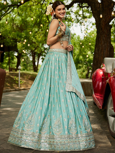 Chiffon Sequinse embroidery Semi-Stitched Lehenga choli & Dupatta