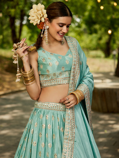 Chiffon Sequinse embroidery Semi-Stitched Lehenga choli & Dupatta
