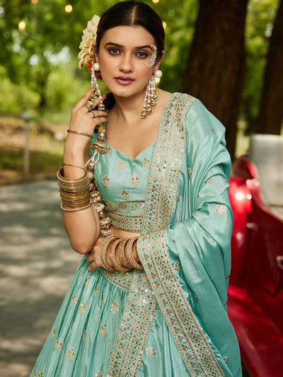 Chiffon Sequinse embroidery Semi-Stitched Lehenga choli & Dupatta