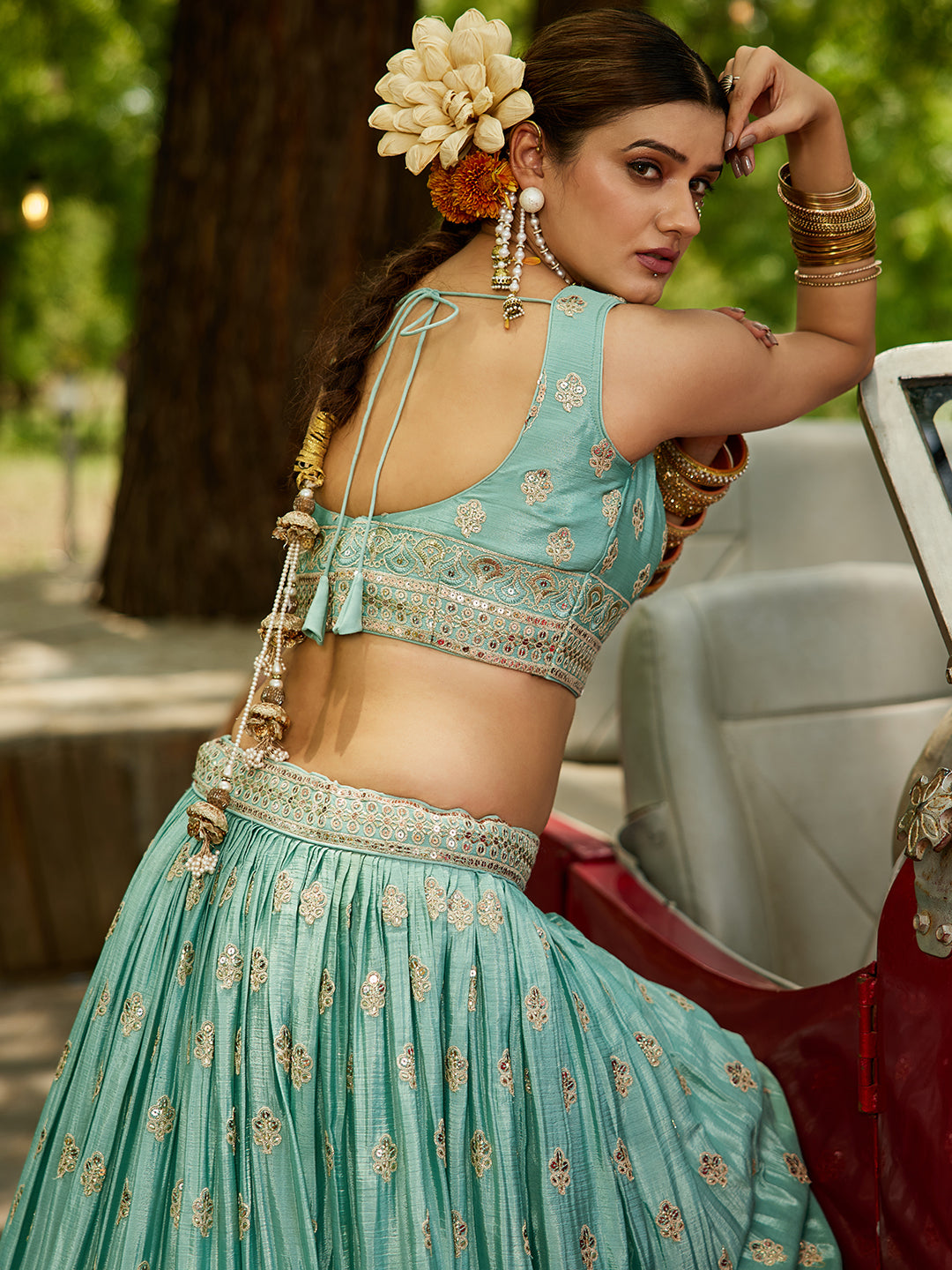 Chiffon Sequinse embroidery Semi-Stitched Lehenga choli & Dupatta