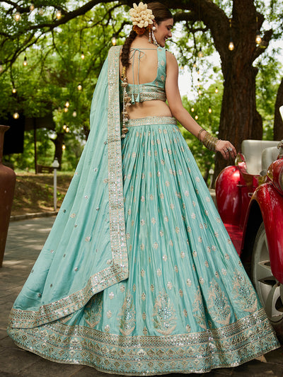 Chiffon Sequinse embroidery Semi-Stitched Lehenga choli & Dupatta