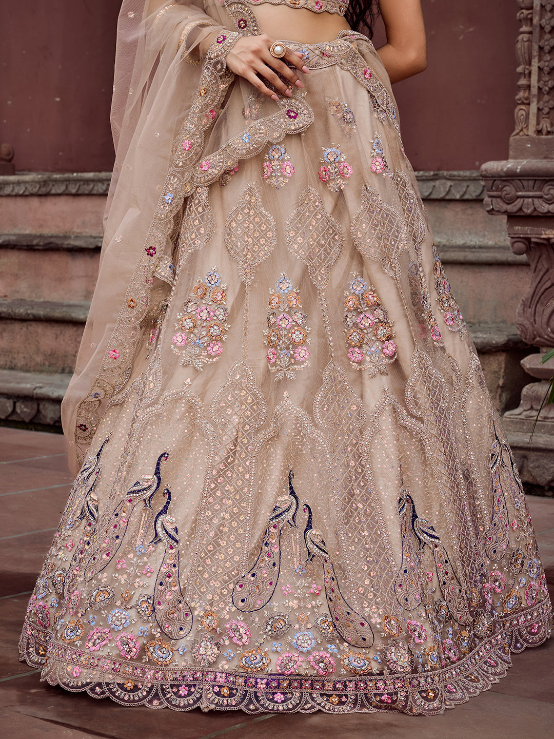 Net Fabric Sequins embroidery Semi-Stitched Lehenga & Unstitched Blouse With Dupatta House of Panchhi