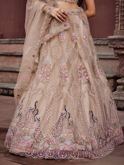 Net Fabric Sequins embroidery Semi-Stitched Lehenga & Unstitched Blouse With Dupatta House of Panchhi