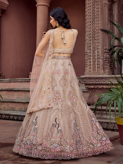 Net Fabric Sequins embroidery Semi-Stitched Lehenga & Unstitched Blouse With Dupatta House of Panchhi