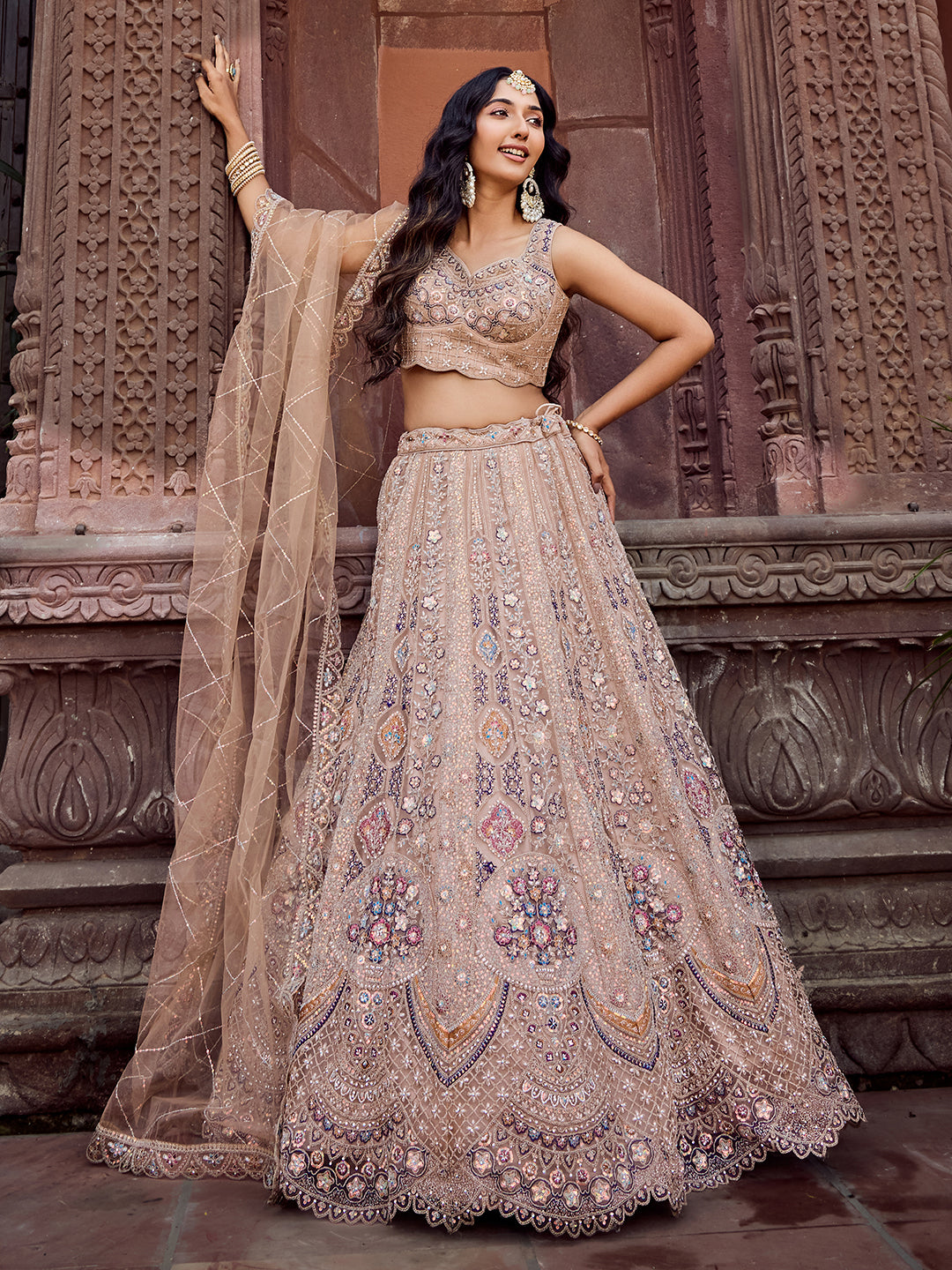 Net Fabric Sequins embroidery Semi-Stitched Lehenga & Unstitched Blouse With Dupatta (Copy) House of Panchhi