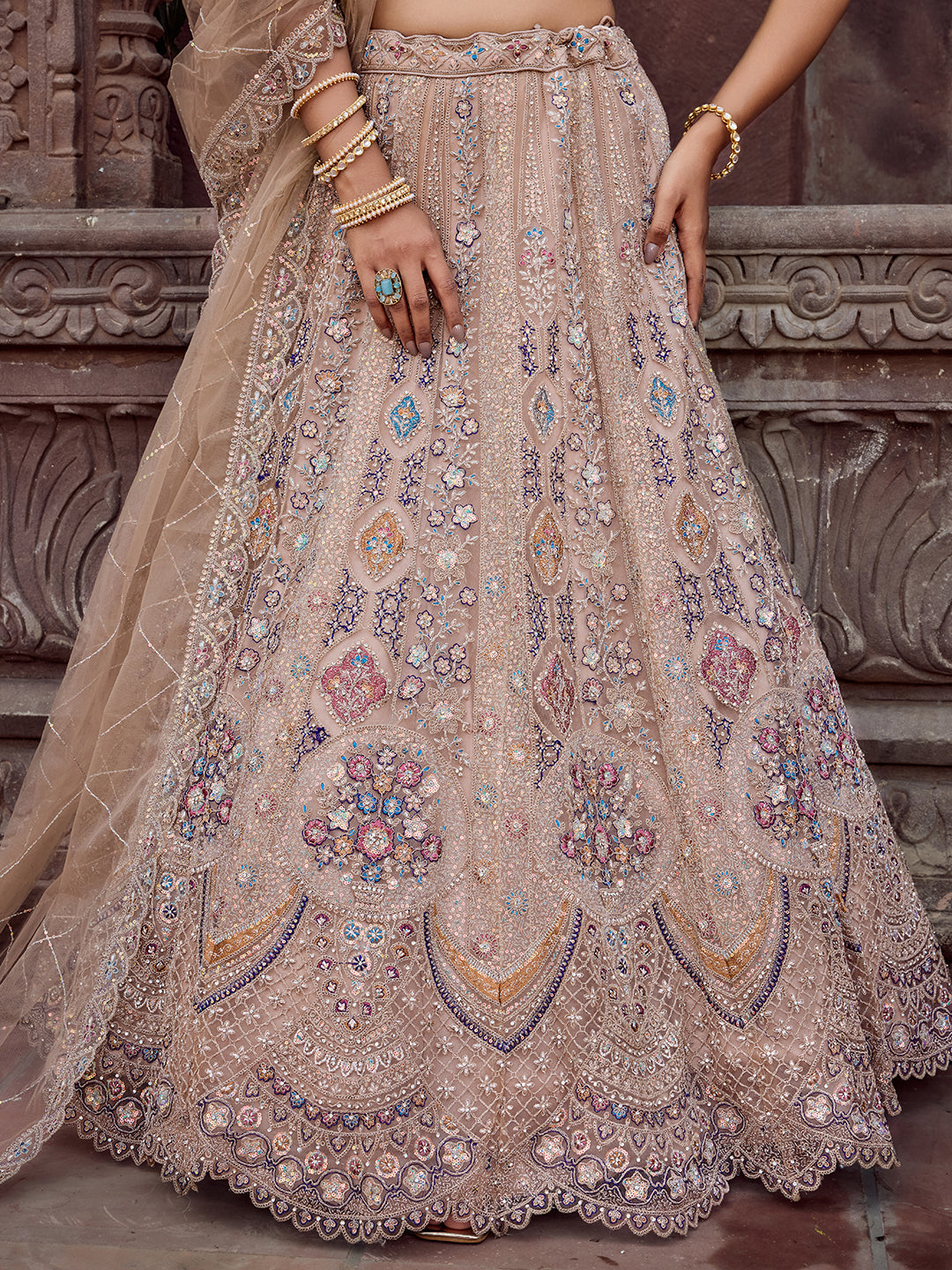 Net Fabric Sequins embroidery Semi-Stitched Lehenga & Unstitched Blouse With Dupatta (Copy) House of Panchhi