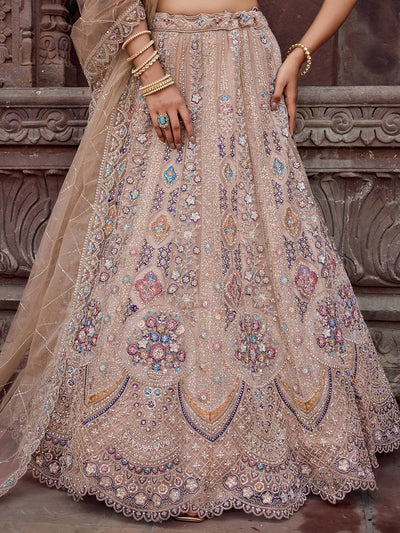 Net Fabric Sequins embroidery Semi-Stitched Lehenga & Unstitched Blouse With Dupatta (Copy) House of Panchhi