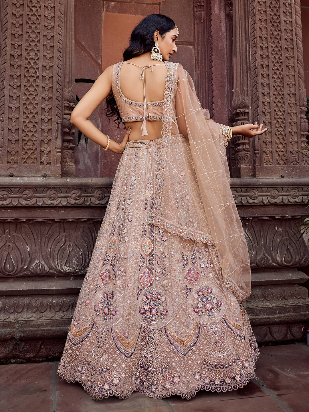 Net Fabric Sequins embroidery Semi-Stitched Lehenga & Unstitched Blouse With Dupatta (Copy) House of Panchhi