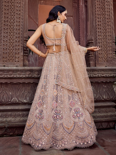 Net Fabric Sequins embroidery Semi-Stitched Lehenga & Unstitched Blouse With Dupatta (Copy) House of Panchhi