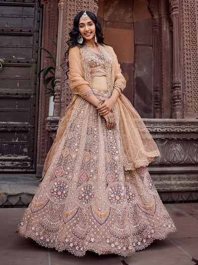 Net Fabric Sequins embroidery Semi-Stitched Lehenga & Unstitched Blouse With Dupatta (Copy) House of Panchhi