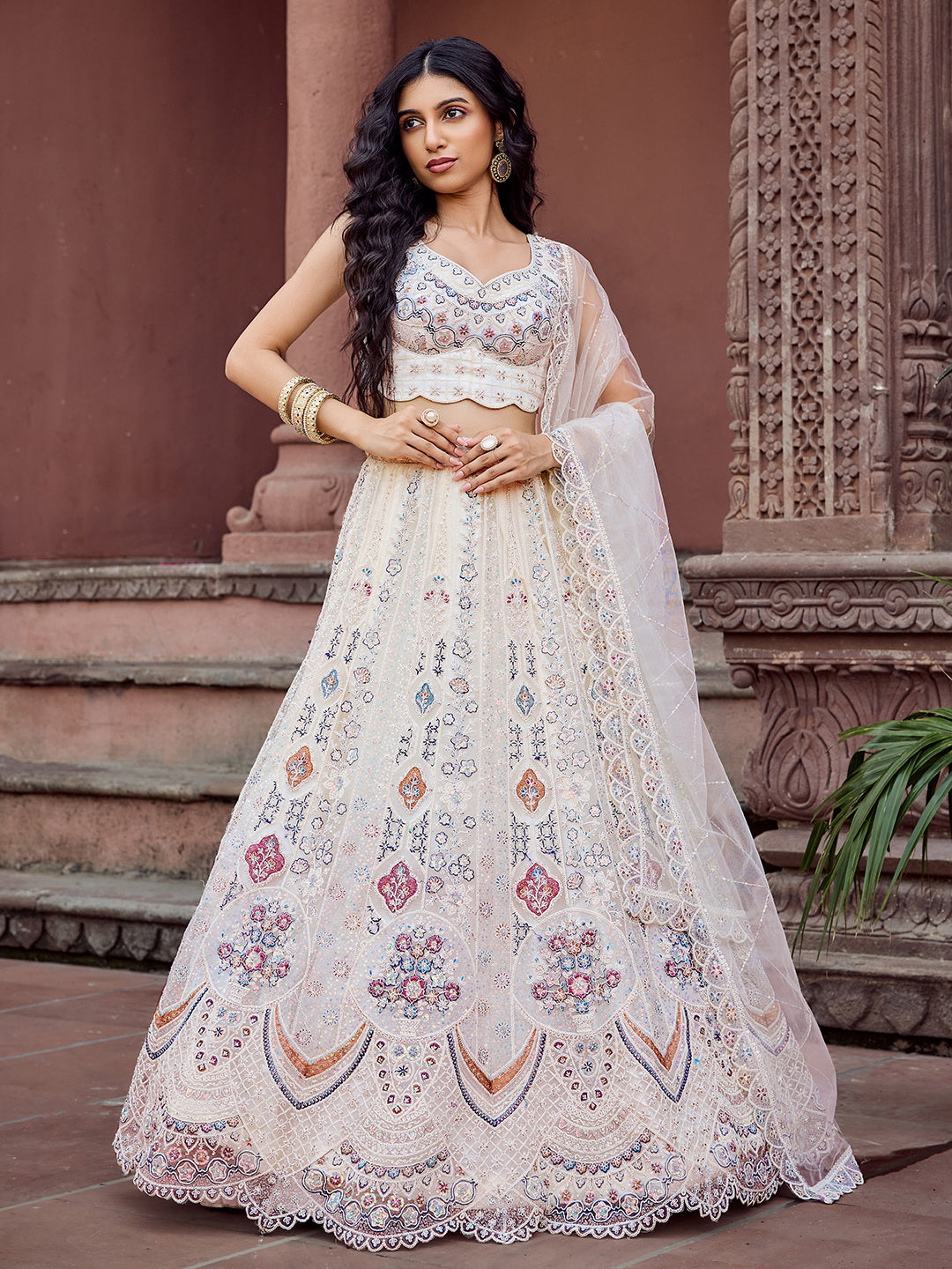 Net Fabric Sequins embroidery Semi-Stitched Lehenga & Unstitched Blouse With Dupatta (Copy) House of Panchhi