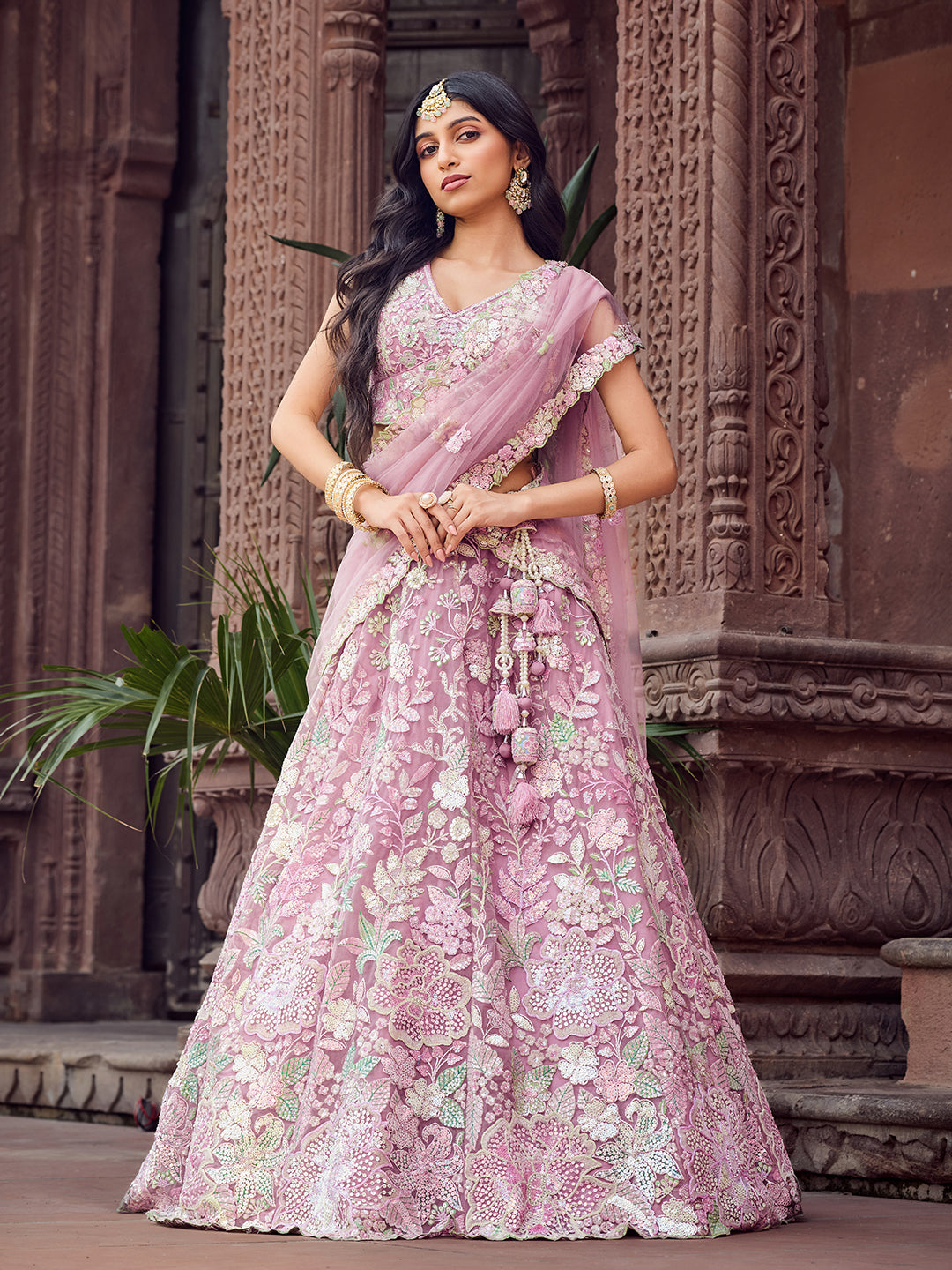 Net Fabric Sequins embroidery Semi-Stitched Lehenga & Unstitched Blouse With Dupatta House of Panchhi