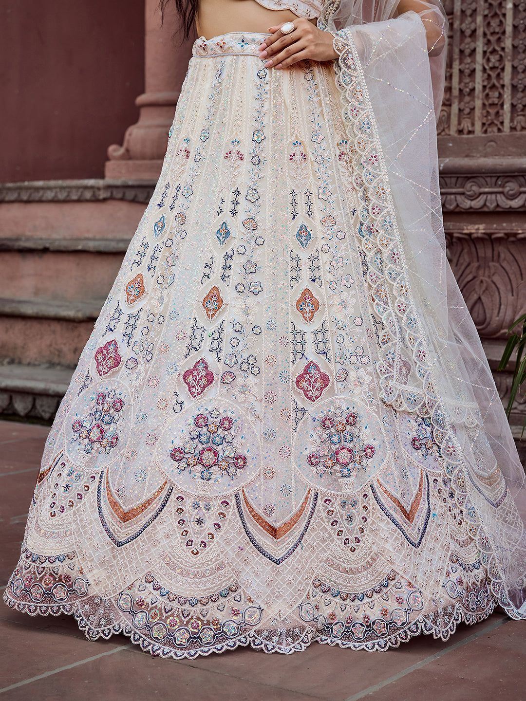 Net Fabric Sequins embroidery Semi-Stitched Lehenga & Unstitched Blouse With Dupatta (Copy) House of Panchhi