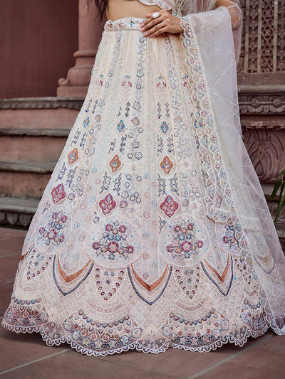 Net Fabric Sequins embroidery Semi-Stitched Lehenga & Unstitched Blouse With Dupatta (Copy) House of Panchhi