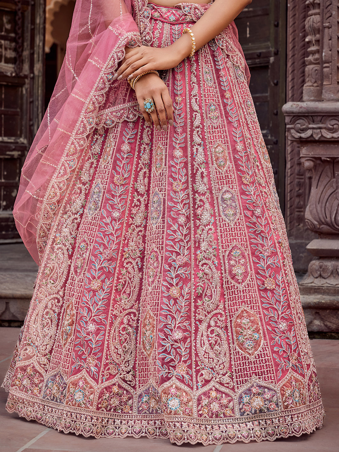Net Fabric Sequins embroidery Semi-Stitched Lehenga & Unstitched Blouse With Dupatta (Copy) House of Panchhi