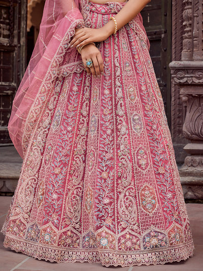 Net Fabric Sequins embroidery Semi-Stitched Lehenga & Unstitched Blouse With Dupatta (Copy) House of Panchhi