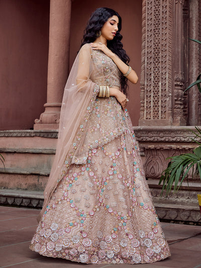 Net Fabric Sequins embroidery Semi-Stitched Lehenga & Unstitched Blouse With Dupatta (Copy) House of Panchhi