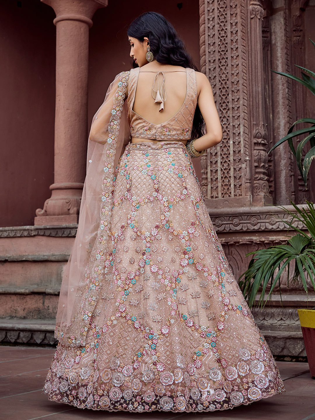 Net Fabric Sequins embroidery Semi-Stitched Lehenga & Unstitched Blouse With Dupatta (Copy) House of Panchhi