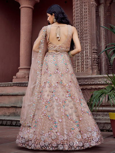 Net Fabric Sequins embroidery Semi-Stitched Lehenga & Unstitched Blouse With Dupatta (Copy) House of Panchhi